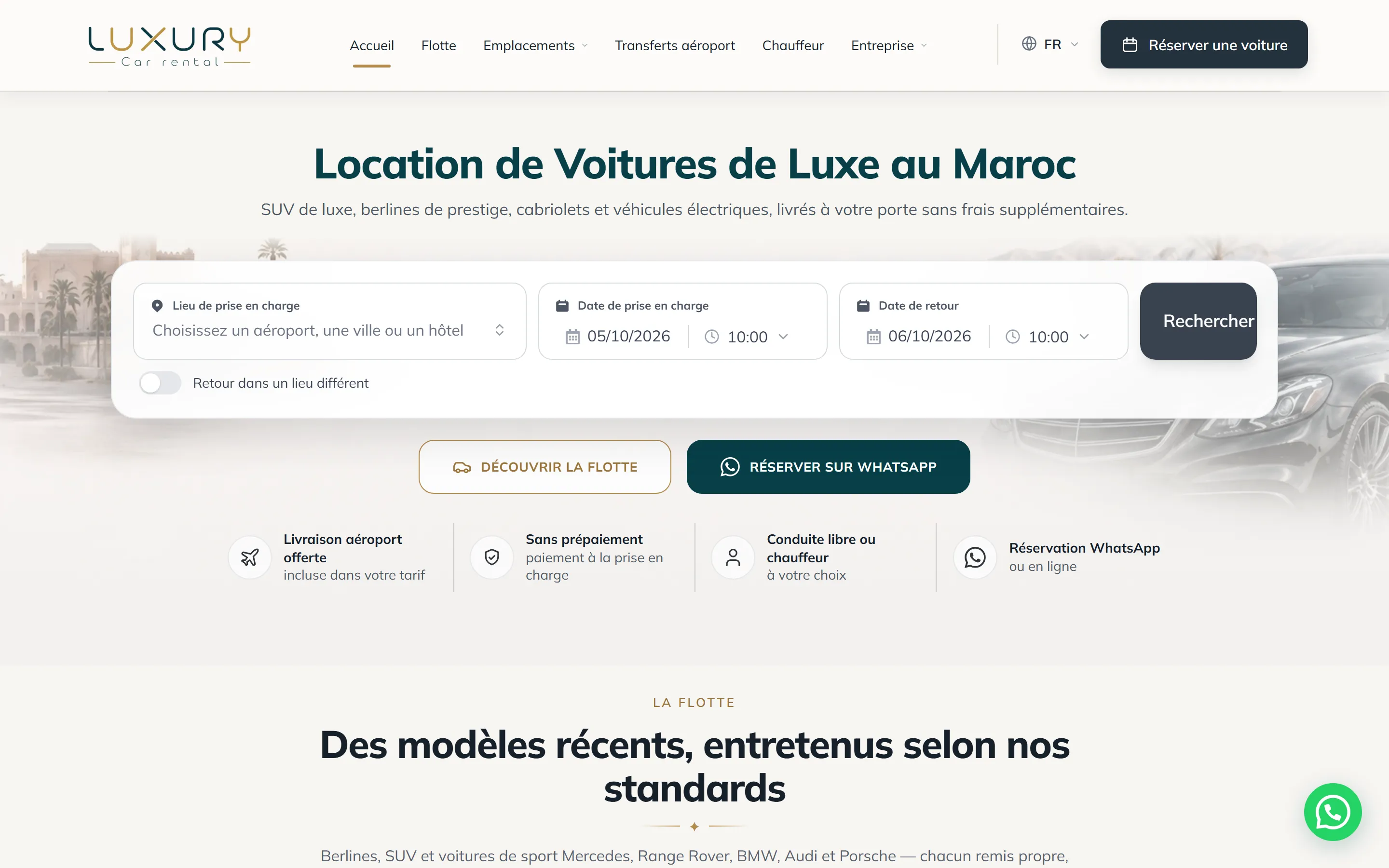 La page d’accueil de Luxury.co.ma telle qu’elle est aujourd’hui
