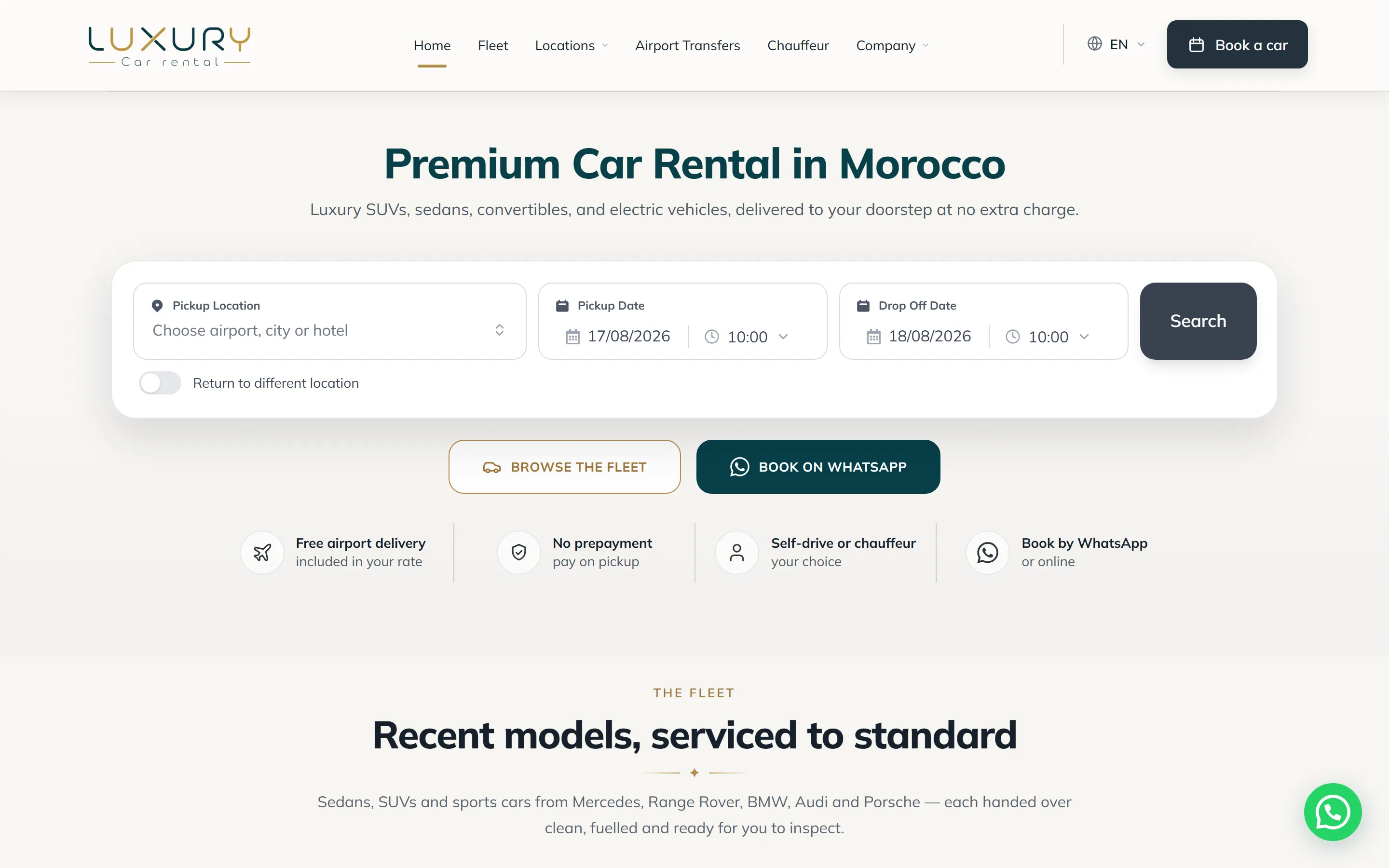 The Luxury.co.ma homepage as it looks today