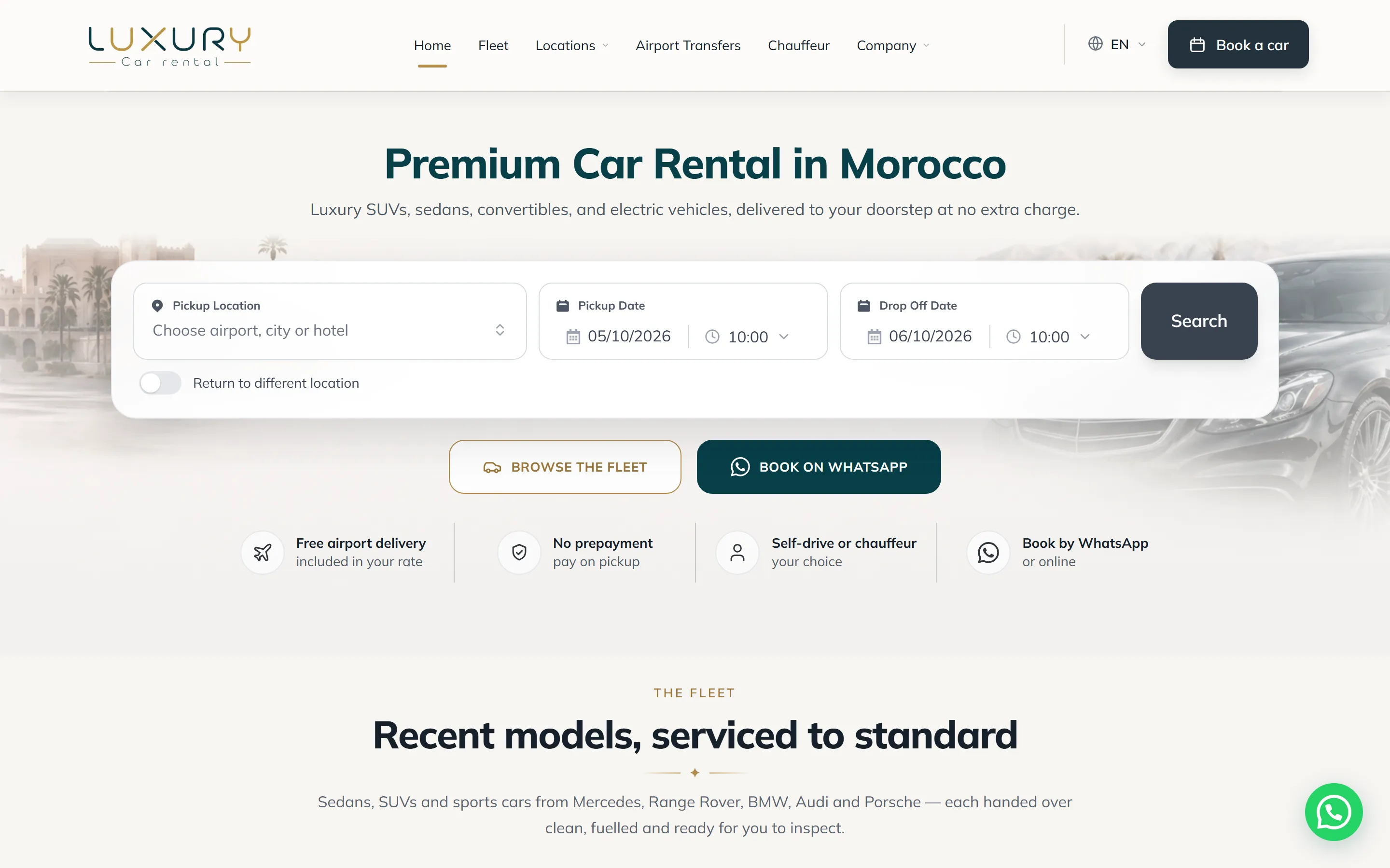 The Luxury.co.ma homepage as it looks today