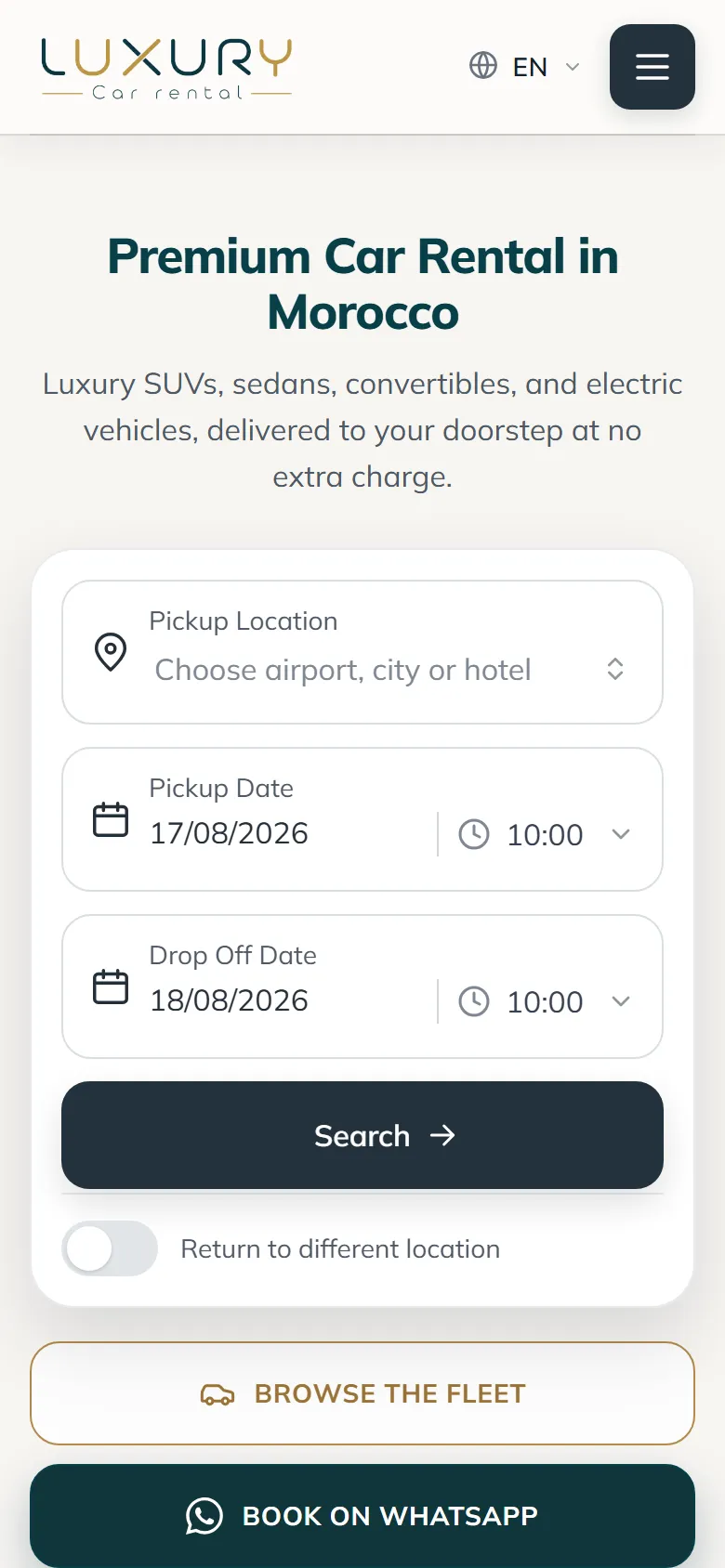 The Luxury.co.ma homepage on a phone
