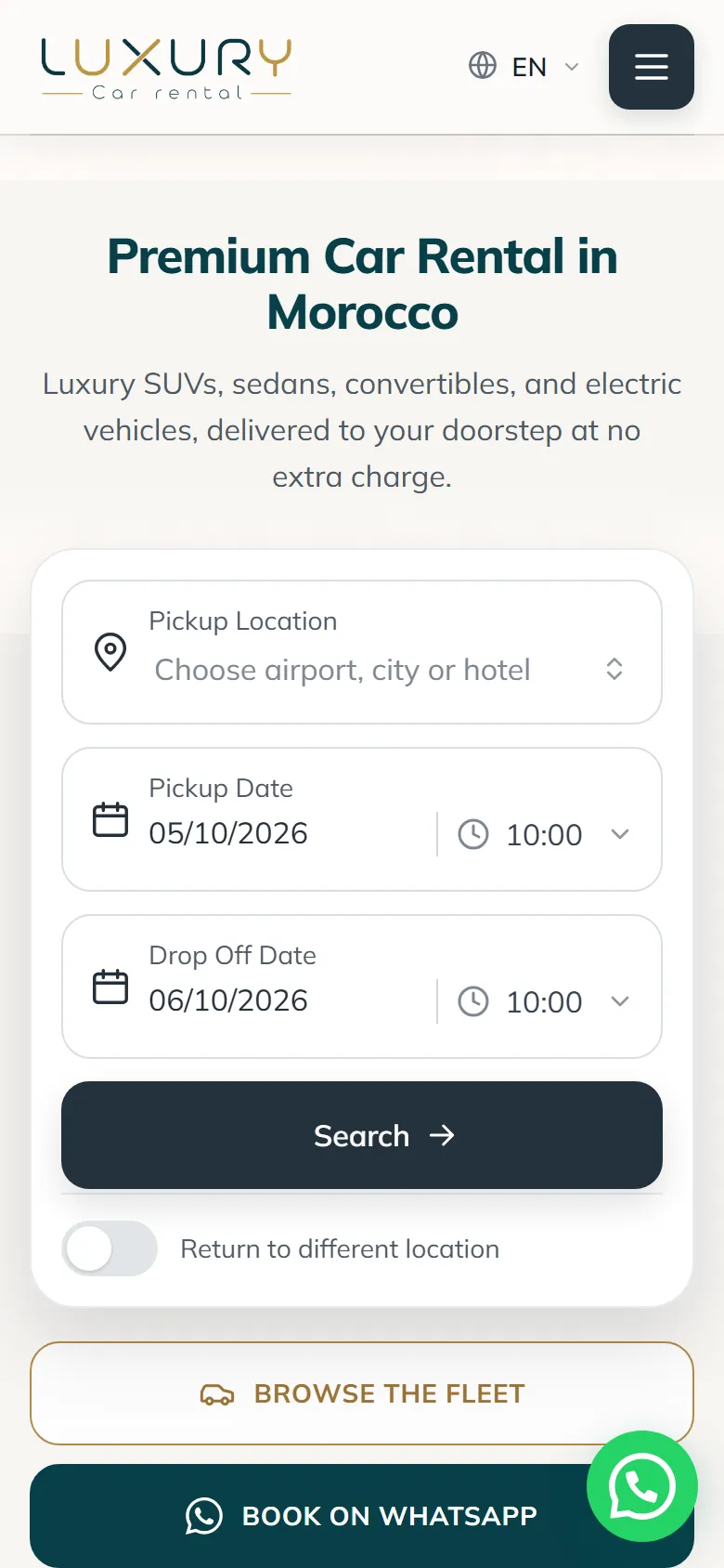 The Luxury.co.ma homepage on a phone