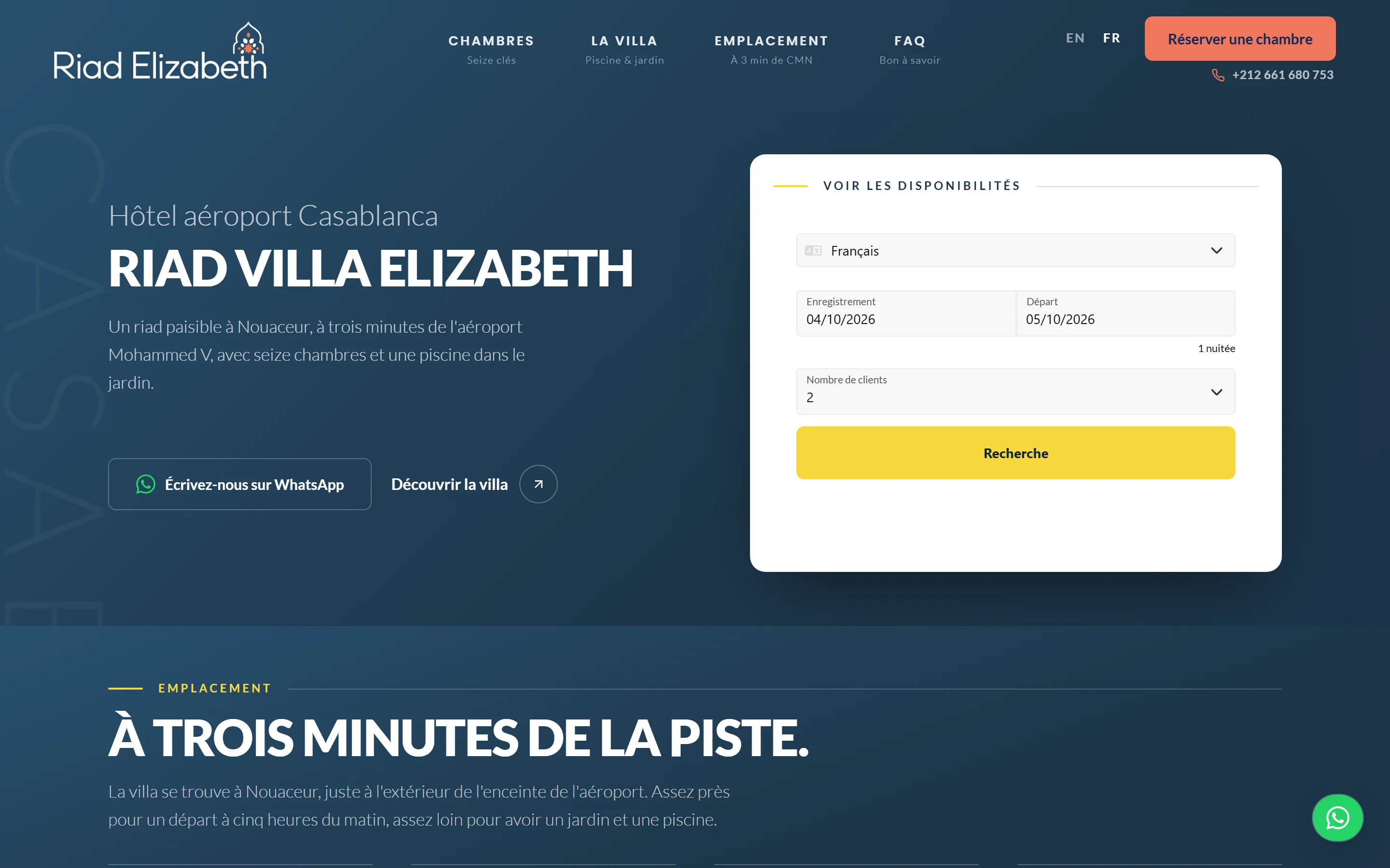 La page d’accueil de Riad Villa Elizabeth telle qu’elle est aujourd’hui