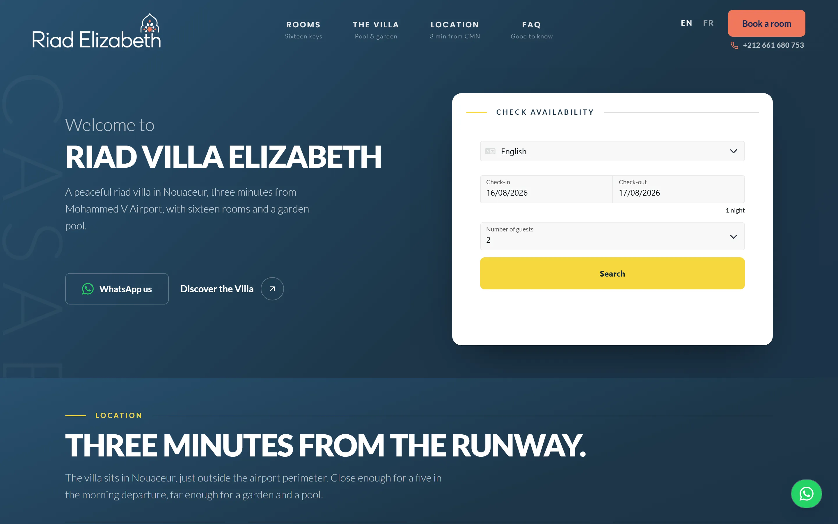 The Riad Villa Elizabeth homepage as it looks today